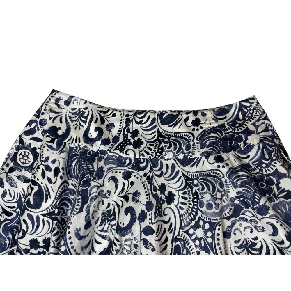 Lauren Ralph Lauren Skirt 14P Blue White Floral Cotton A-Line Petite Pockets - Picture 4 of 10